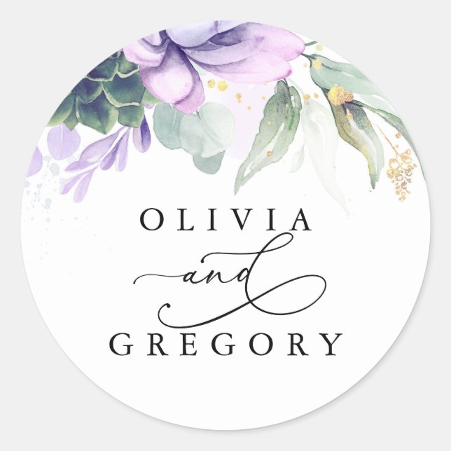 Sticker rond Mariage classique de verdure Succulen (Devant)