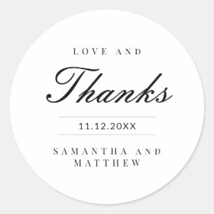 Sticker Rond Mariage Classique Élégant Merci