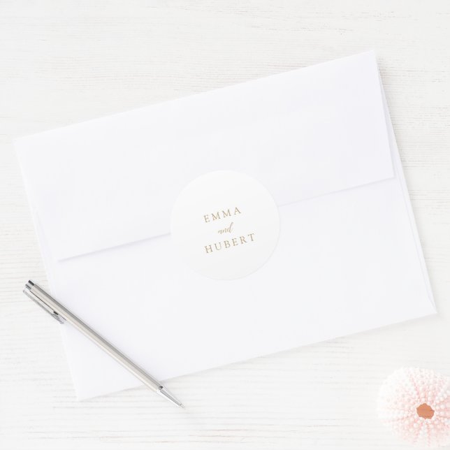Sticker Rond Mariage classique Gold élégant (Enveloppe)