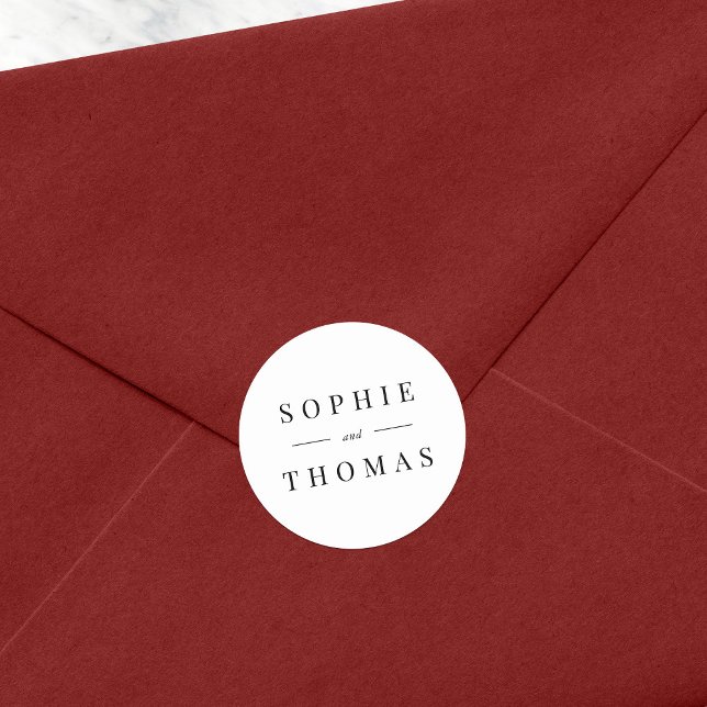 Sticker Rond Mariage classique moderne noir et blanc (Créateur téléchargé)