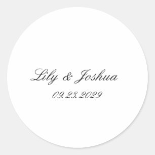 Sticker Rond Mariage Classique Noir et Blanc Intemporel