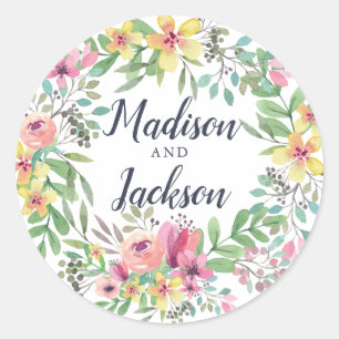 Sticker Rond Mariage couleur aquarelle
