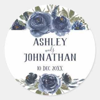 Sticker Rond Mariage couleur bleu marine