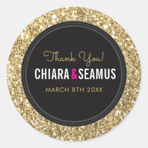 Sticker Rond MARIAGE COUPLE SEAL moderne luxe or parties scinti