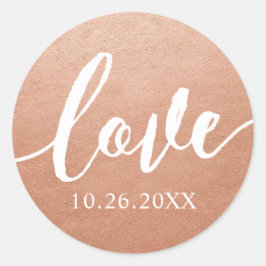 Sticker Rond Mariage cuivre Calligraphie Aimer Favoriser le pho