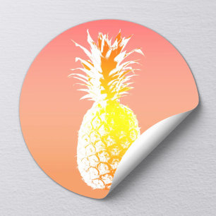 Sticker Rond Mariage d'ananas tropical Favoriser