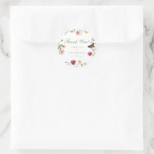 Sticker Rond Mariage dans un jardin de fleurs sauvages