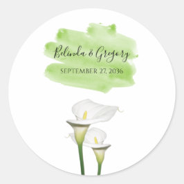 Sticker Rond Mariage d'aquarelle blanc Calla Lilies
