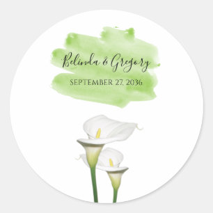Sticker Rond Mariage d'aquarelle blanc Calla Lilies