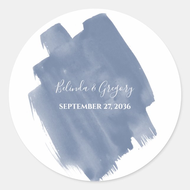 Sticker Rond Mariage d'aquarelle bleu foncé (Devant)