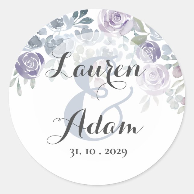 Sticker Rond Mariage d'aquarelle bleu roux (Devant)