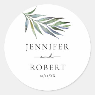 Sticker Rond Mariage d'aquarelle de la branche d'olivier
