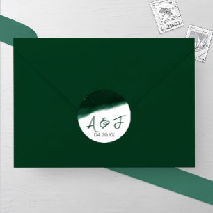 Sticker Rond Mariage d'aquarelle Emerald et Bronze