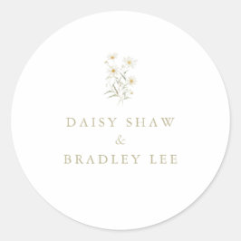 Sticker Rond Mariage d'aquarelle florale de marais minimaux