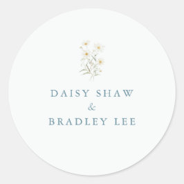 Sticker Rond Mariage d'aquarelle florale de marais minimaux