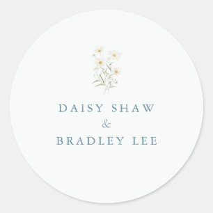 Sticker Rond Mariage d'aquarelle florale de marais minimaux