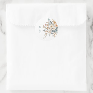 Sticker Rond Mariage d'aquarelle florale moelleuse