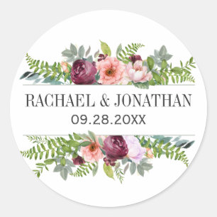 Sticker Rond Mariage d'aquarelle Imaginaire