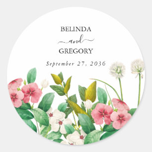 Sticker Rond Mariage d'aquarelle périphérique fleur sauvage