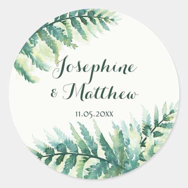 Sticker Rond Mariage d'aquarelle verte (Devant)
