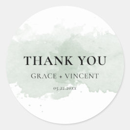 Sticker Rond Mariage d'aquarelle verte Abstraite merci