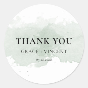 Sticker Rond Mariage d'aquarelle verte Abstraite merci