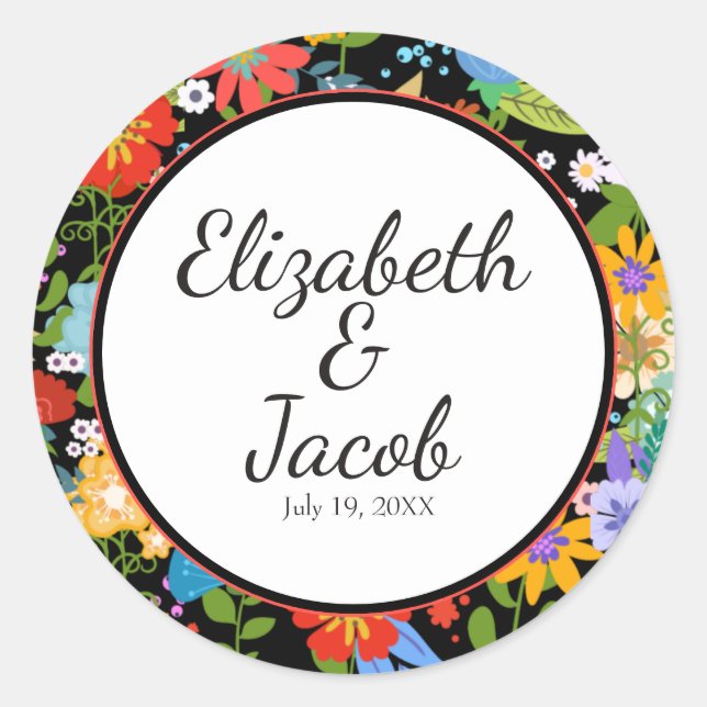 Sticker Rond Mariage d'Art Populaire Mexicain (Devant)
