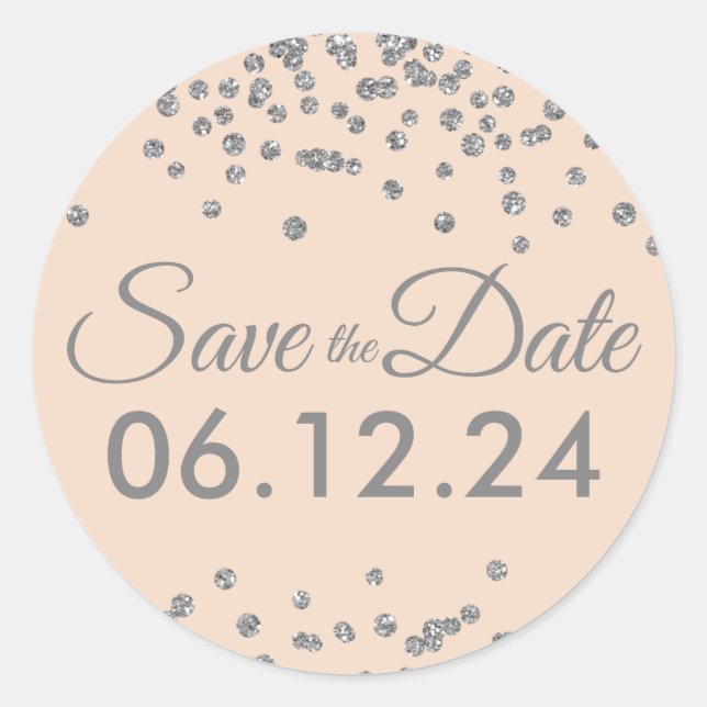 Sticker Rond Mariage Date de sauvegarde Parties scintillant arg (Devant)