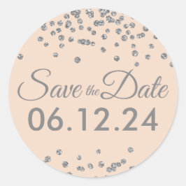 Sticker Rond Mariage Date de sauvegarde Parties scintillant arg