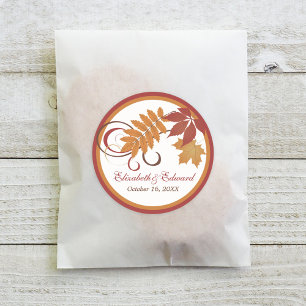 Sticker Rond Mariage d'automne aux feuilles mortes rustique