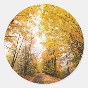 Sticker Rond Mariage de automne Automne Mariage Invitations Pho