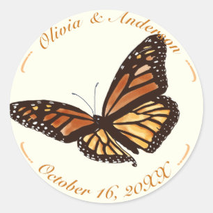 Sticker Rond Mariage de automne Monarch Butterfly en ivoire