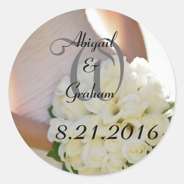 Sticker Rond Mariage de bouquet de fleurs (Devant)