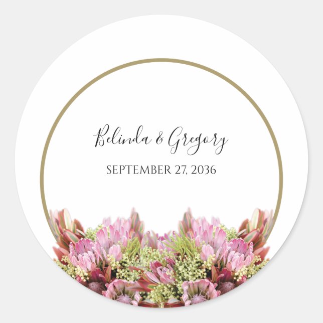 Sticker Rond Mariage de bouquet de fleurs sauvages rustiques (Devant)