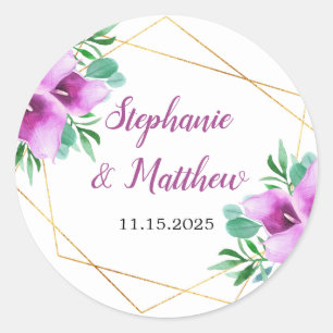 Sticker Rond Mariage de Calla Lily géométrique moderne