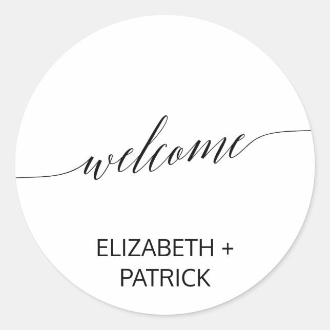 Sticker Rond Mariage de calligraphie noire élégant (Devant)