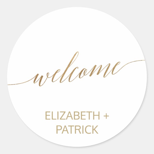 Sticker Rond Mariage de calligraphie or élégant (Devant)