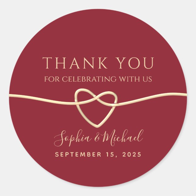 Sticker Rond Mariage de calligraphie rouge simple Merci (Devant)