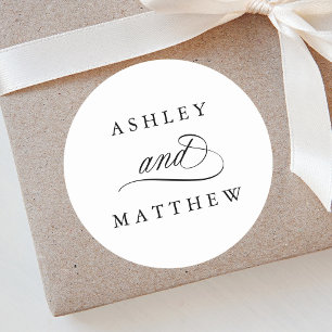 Sticker Rond Mariage de calligraphie Tourbillonnant romantique