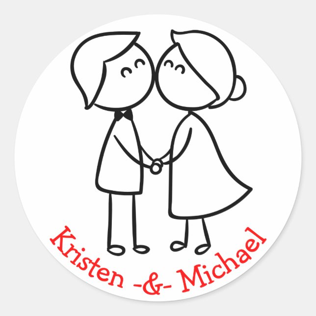 Sticker Rond Mariage De Cartographie Personnalisé De Mariée Et  (Devant)