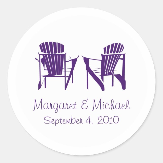 Sticker Rond Mariage de chaises Adirondack violet (Devant)