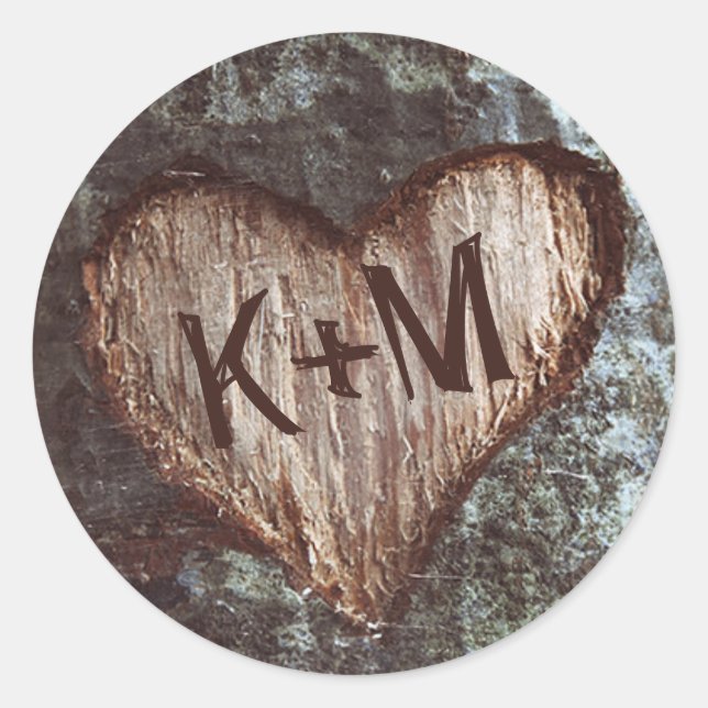 Sticker Rond mariage de coeur rustique (Devant)