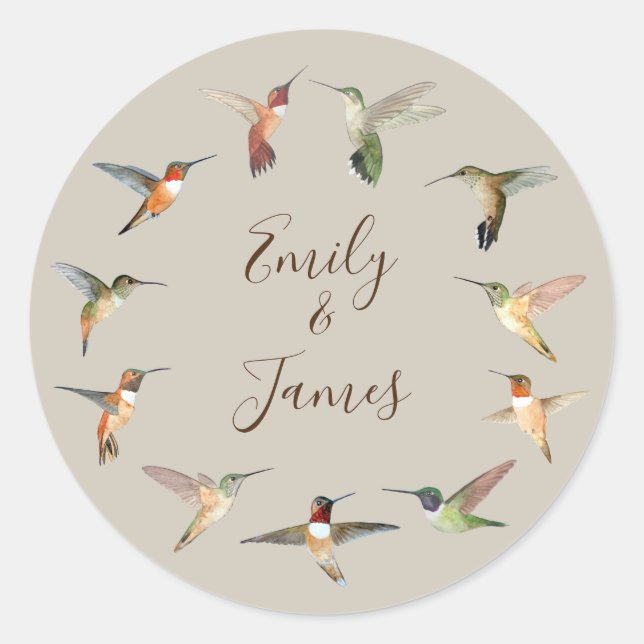 Sticker Rond Mariage de colibri (Devant)