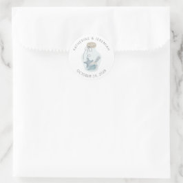Sticker Rond Mariage de coquillage nautique moderne rustique
