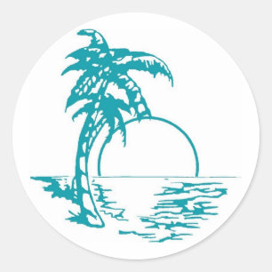 Sticker Rond Mariage de coucher de soleil tropical