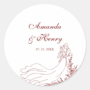 Sticker Rond Mariage de couple à main