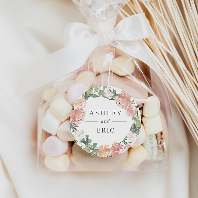 Sticker Rond Mariage de couronne de fleurs du milieu de l'été (Créateur téléchargé)