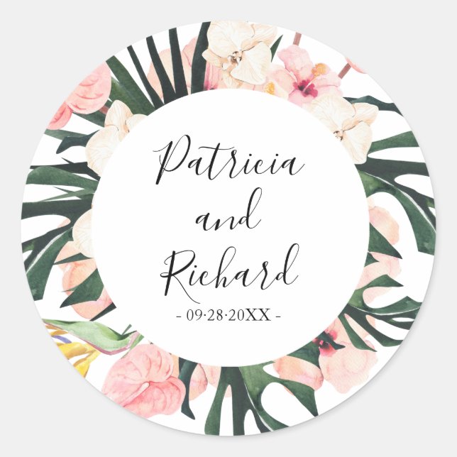 Sticker Rond Mariage de destination tropicale (Devant)