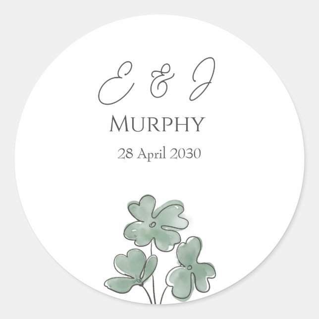 Sticker Rond Mariage de fermeture de feuille irlandaise de coul (Devant)
