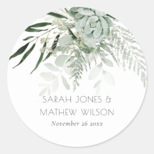 Sticker Rond Mariage de feuillage de feuillage vert de la Ferne